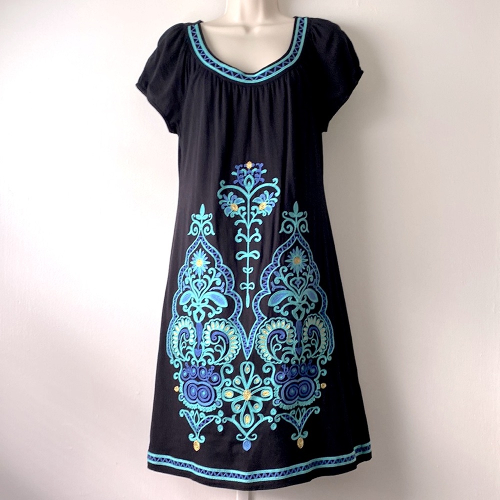 INC International Concepts Casual  Embroidered  Shift Dress Size L